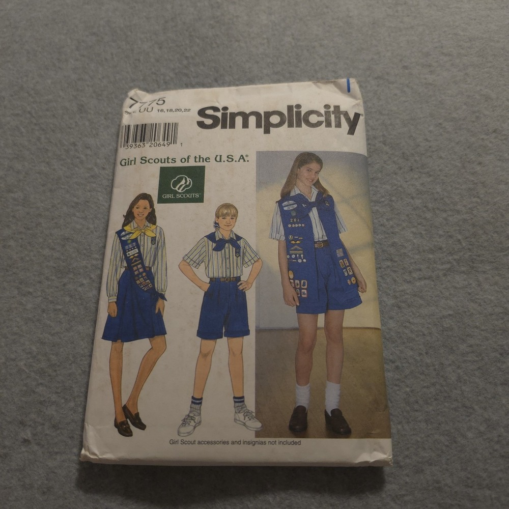 Simplicity 7775 Girl Scouts USA Uniform Sewing Pattern Sizes 16-22 UNCUT  1997